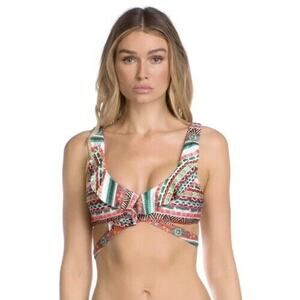 Becca Tapestry Wrap Tie Tribal Bikini Top Size Med